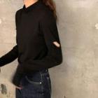 Cut Out Turtleneck Casual Tops