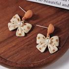 Polka Dot Bow Alloy Dangle Earring 1 Pair - 582 - White - One Size