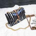 Striped Chained Shoulder Bag