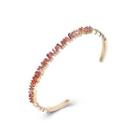 Elegant Plated Champagne Gold Open Bangle With Red Cubic Zircon Champagne - One Size