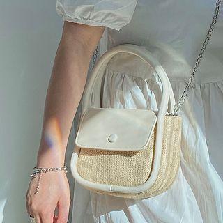 Woven Chain Crossbody Bag White - One Size