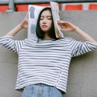 Batwing 3/4 Sleeve Striped T-shirt