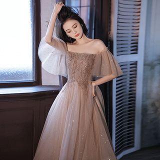 Off-shoulder Sequin Sheath Evening Gown