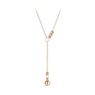 Simple Fashion Plated Rose Gold Geometric Round Beads 316l Stainless Steel Tassel Necklace Rose Gold - One Size