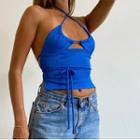Cross-strap Open-beck Ribbed Crop Camisole Top
