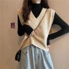 V-neck Sweater Vest / Long-sleeve Mock-neck T-shirt