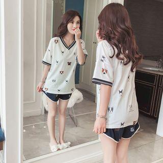 Loungewear Set: Dog Print T-shirt + Shorts