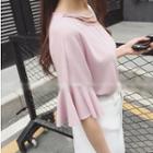 Frilled Elbow-sleeve T-shirt