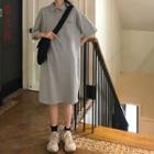Short-sleeve Lettering Midi Polo Dress