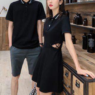 Short-sleeve Cutout Mini Polo Dress / Polo Shirt / Shorts / Set