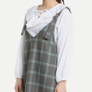 Lace-up Ruffle-collar Top