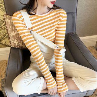 Striped Long-sleeve T-shirt Stripe - Tangerine - Top - One Size
