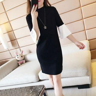 Contrast-trim Knit Sheath Dress
