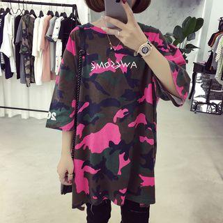 Camouflage 3/4-sleeve Long T-shirt