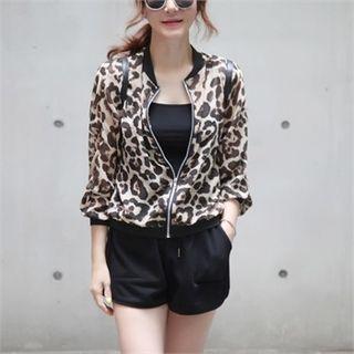 Leopard Print Zip-up Jacket