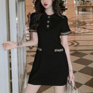 Tweed Accent Short-sleeve Polo Dress