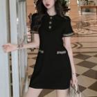 Tweed Accent Short-sleeve Polo Dress