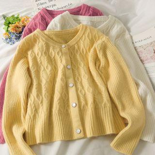 Loose-fit Cable-knit Cardigan In 5 Colors
