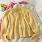 Loose-fit Cable-knit Cardigan In 5 Colors