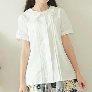 Short-sleeve Lace-trim Blouse