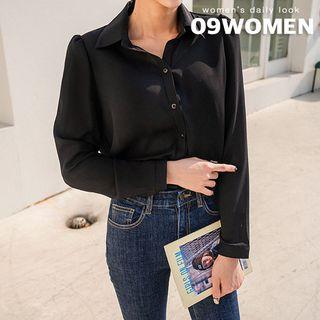 Plus Size Formal Plain Crepe Shirt