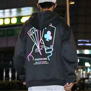 Reflective Print Hooded Sweatshirt