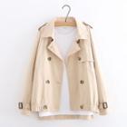 Plain Double-breasted Long-sleeve Cargo Jacket