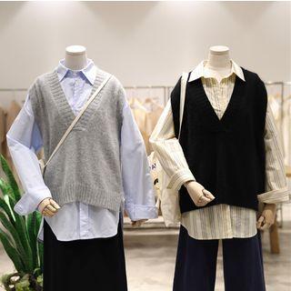 V-neck Striped Sweater Vest