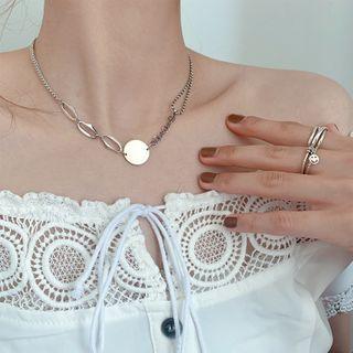 925 Sterling Silver Disc Choker 925silver Wafer Necklace - One Size