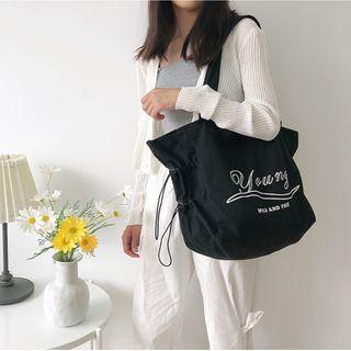 Lettering Drawcord Tote Bag