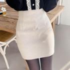 Colored Woolen A-line Miniskirt