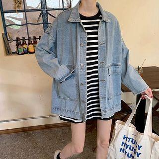 Button Denim Jacket Blue - One Size
