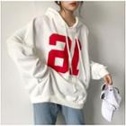 Number Print Boxy Hoodie As Shown In Figure - One Size