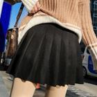 Plain High Waist Pleated A-line Skirt