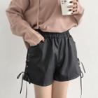 Faux-leather Lace-up Shorts