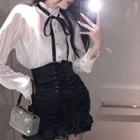 See Through Shirt / Camisole / Corset Waist Mini Skirt / Set