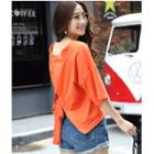 Lace-up Back 3/4 Sleeve T-shirt