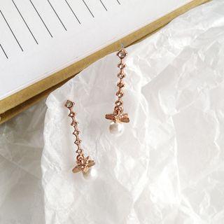 Faux Pearl Rhinestone Dangle Earring 1 Pair - Ear Studs - One Size