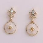 925 Sterling Silver Rhinestone Drop Earring 1 Pair - Gold & White - One Size