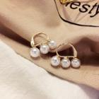 Faux Pearl Fringed Earring 1 Pair - Faux Pearl - Champagne - Gold & White - One Size