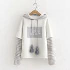 Mock Two-piece Lettering Hoodie Gray - One Size