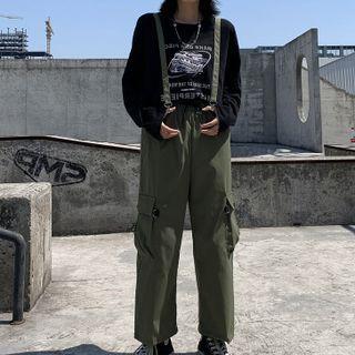 Wide Leg Suspender Cargo Pants