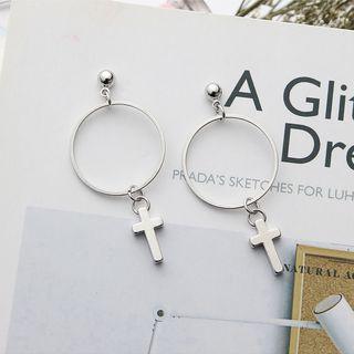 Cross Hoop Dangle Earring