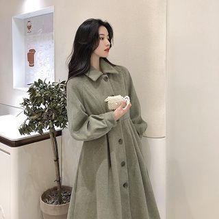 Balloon-sleeve Gathered-waist Coat