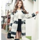 Double-breasted Check Wool Coat