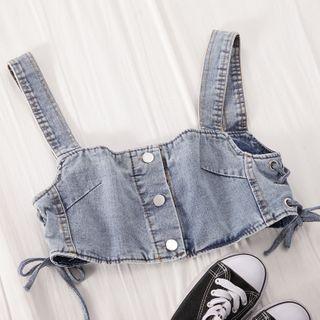 Denim Cropped Camisole Top Denim Blue - One Size