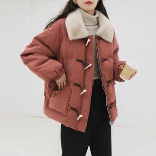 Fleece-collar Padded Toggle Coat