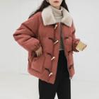 Fleece-collar Padded Toggle Coat