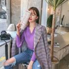 Plunge-neck Bishop-sleeve Sweater