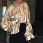 Balloon-sleeve Silky Blouse As Shown In Figure - One Size